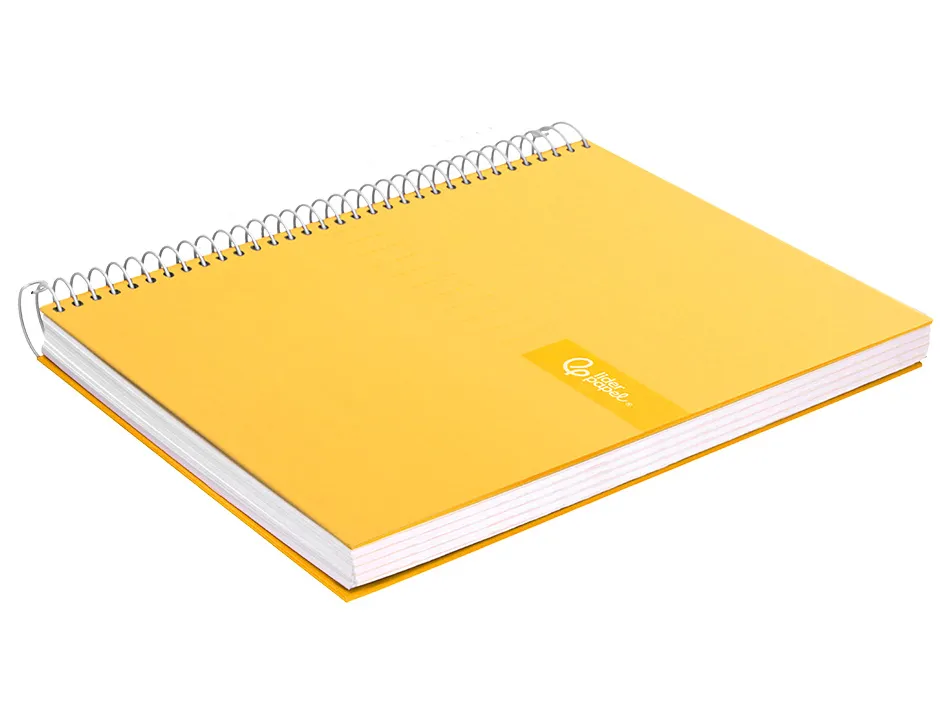 Cahier spirale liderpapel crafty couverture contrecollée a4 240p 90g/m2 5x5mm microperforé 4 trous coloris jaune