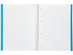 Cahier spirale liderpapel jolly couverture contrecollée a4 280p 75g/m2 5x5mm microperforé 4 trous coloris bleu ciel