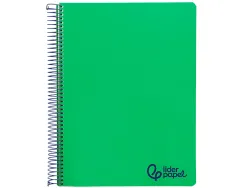 Cahier spirale liderpapel a4 micro wonder 240 pages 90g 5x5mm 4 trous 5 bandes couleurs vert