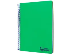Cahier spirale liderpapel a4 micro wonder 240 pages 90g 5x5mm 4 trous 5 bandes couleurs vert