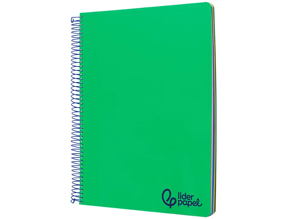 Cahier spirale liderpapel a4 micro wonder 240 pages 90g 5x5mm 4 trous 5 bandes couleurs vert