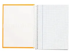 Cahier spirale liderpapel crafty couverture contrecollée a5 240p 90g/m2 5x5mm microperforé6 trous coloris orange