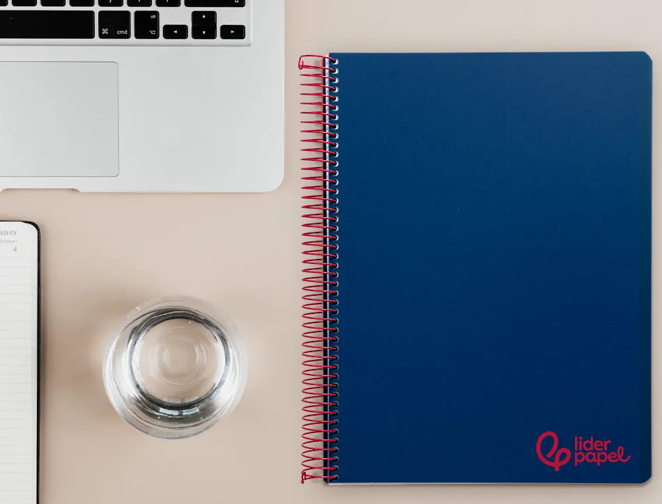 Cahier spirale liderpapel a4 micro wonder 240 pages 90g 5x5mm 4 trous 5 bandes couleurs bleu marine