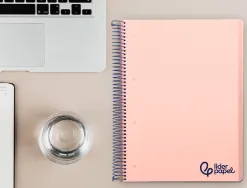 Cahier spirale liderpapel a4 micro wonder 240 pages 90g 5x5mm 4 trous 5 bandes couleurs rose
