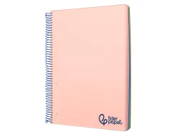 Cahier spirale liderpapel a4 micro wonder 240 pages 90g 5x5mm 4 trous 5 bandes couleurs rose
