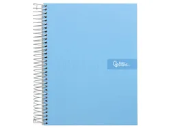 Cahier spirale liderpapel crafty couverture contrecollée a4 240p 90g/m2 5x5mm microperforé 4 trous coloris bleu ciel
