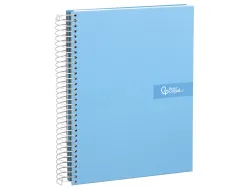 Cahier spirale liderpapel crafty couverture contrecollée a4 240p 90g/m2 5x5mm microperforé 4 trous coloris bleu ciel