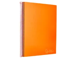 Cahier spirale liderpapel jolly couverture contrecollé a4 280p 75g/m2 5x5mm microperforé 4 trous coloris orange