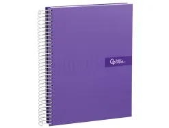 Cahier spirale liderpapel crafty couverture contrecollée a4 240p 90g/m2 5x5mm mnicroperforé 4 trous coloris violet