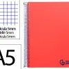 Cahier spirale liderpapel a5 micro wonder 240 pages 90g 5x5mm 6 trous 5 bandes couleurs rouge