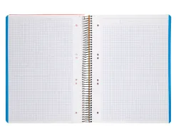 Cahier spirale liderpapel a5 micro wonder 240 pages 90g 5x5mm 6 trous 5 bandes couleurs rouge