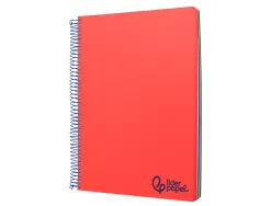 Cahier spirale liderpapel a5 micro wonder 240 pages 90g 5x5mm 6 trous 5 bandes couleurs rouge