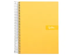 Cahier spirale liderpapel crafty couverture contrecollée a5 240p 90g/m2 5x5mm microperforé 6 trous coloris jaune