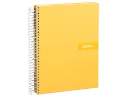 Cahier spirale liderpapel crafty couverture contrecollée a5 240p 90g/m2 5x5mm microperforé 6 trous coloris jaune