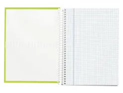 Cahier spirale liderpapel crafty couverture contrecollée a4 240p 90g/m2 5x5mm microperforé 4 trous coloris vert