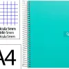 Cahier spirale liderpapel crafty couverture contrecollée a4 240p 90g/m2 5x5mm microperforé 4 trous coloris turquoise