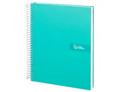 Cahier spirale liderpapel crafty couverture contrecollée a4 240p 90g/m2 5x5mm microperforé 4 trous coloris turquoise