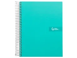 Cahier spirale liderpapel crafty couverture contrecollée a4 240p 90g/m2 5x5mm microperforé 4 trous coloris turquoise