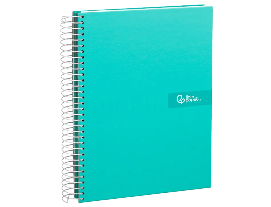 Cahier spirale liderpapel crafty couverture contrecollée a4 240p 90g/m2 5x5mm microperforé 4 trous coloris turquoise