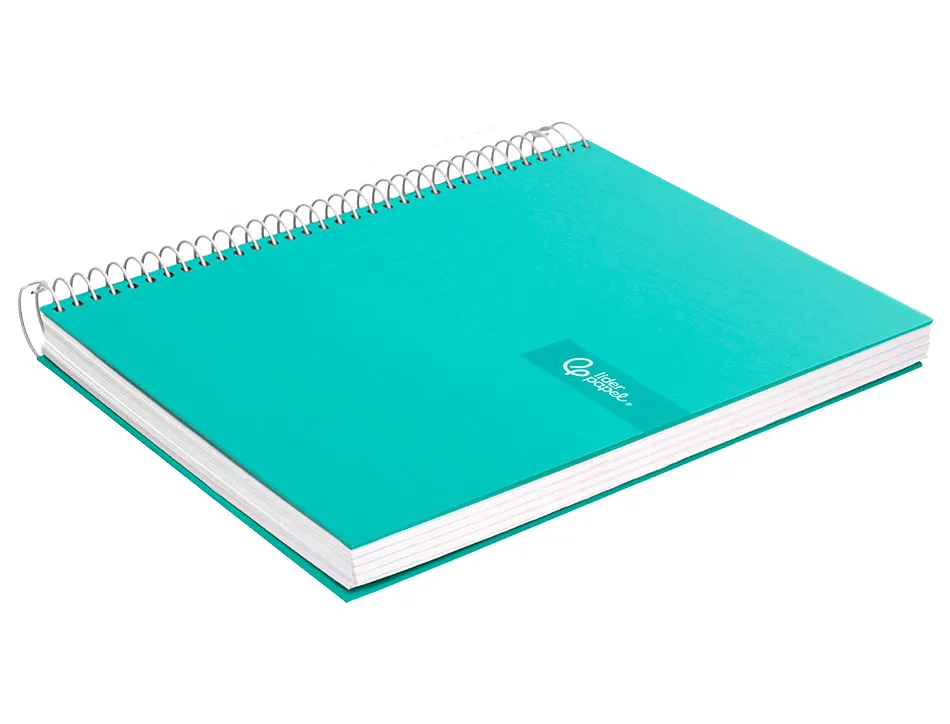 Cahier spirale liderpapel crafty couverture contrecollée a4 240p 90g/m2 5x5mm microperforé 4 trous coloris turquoise