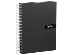 Cahier spirale liderpapel crafty couverture contrecollée a5 240p 90g/m2 5x5mm microperforé 6 trous coloris noir