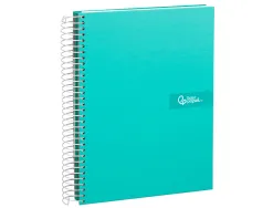 Cahier spirale liderpapel crafty couverture contrecollée a5 240p 90g/m2 5x5mm microperforé 6 trous coloris turquoise