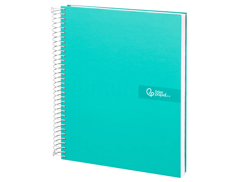 Cahier spirale liderpapel crafty couverture contrecollée a5 240p 90g/m2 5x5mm microperforé 6 trous coloris turquoise
