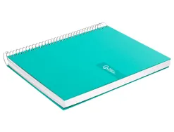 Cahier spirale liderpapel crafty couverture contrecollée a5 240p 90g/m2 5x5mm microperforé 6 trous coloris turquoise
