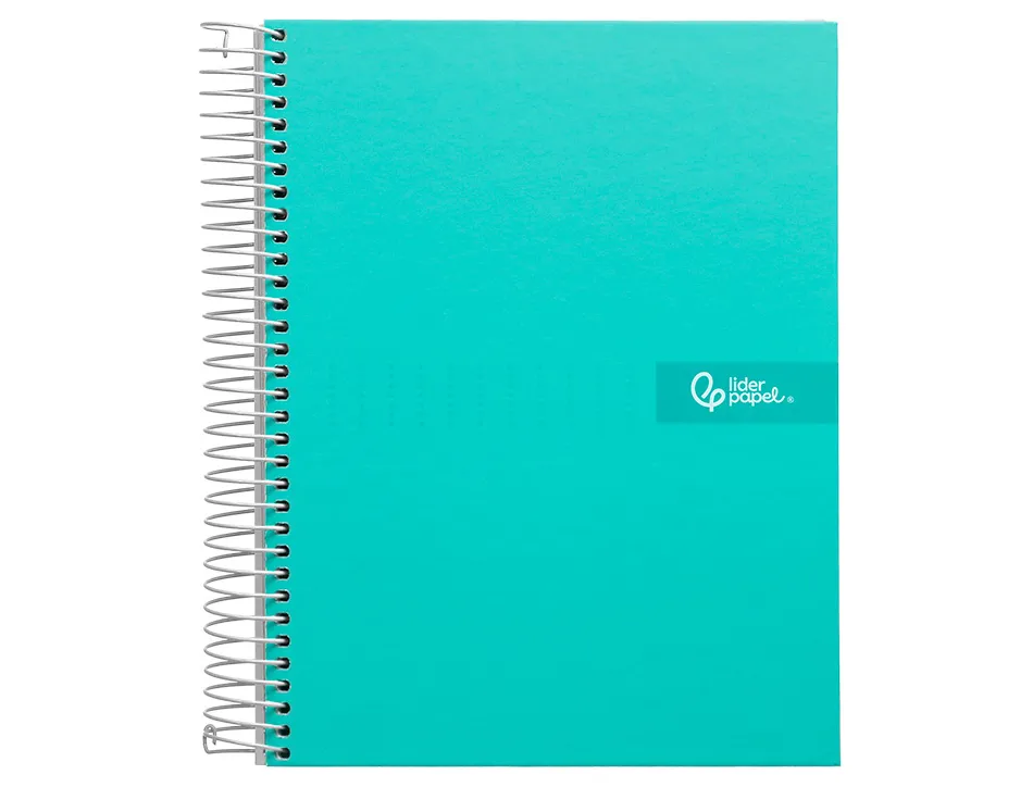 Cahier spirale liderpapel crafty couverture contrecollée a5 240p 90g/m2 5x5mm microperforé 6 trous coloris turquoise