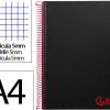 Cahier spirale liderpapel a4 micro wonder 240 pages 90g 5x5mm 4 trous 5 bandes couleurs noir