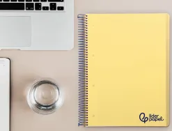 Cahier spirale liderpapel a4 micro wonder 240 pages 90g 5x5mm 4 trous 5 bandes couleurs jaune
