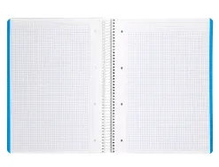 Cahier spirale liderpapel witty a4 couverture rigide 120 feuilles 90g/m2 5x5mm 4 trous perfores coloris