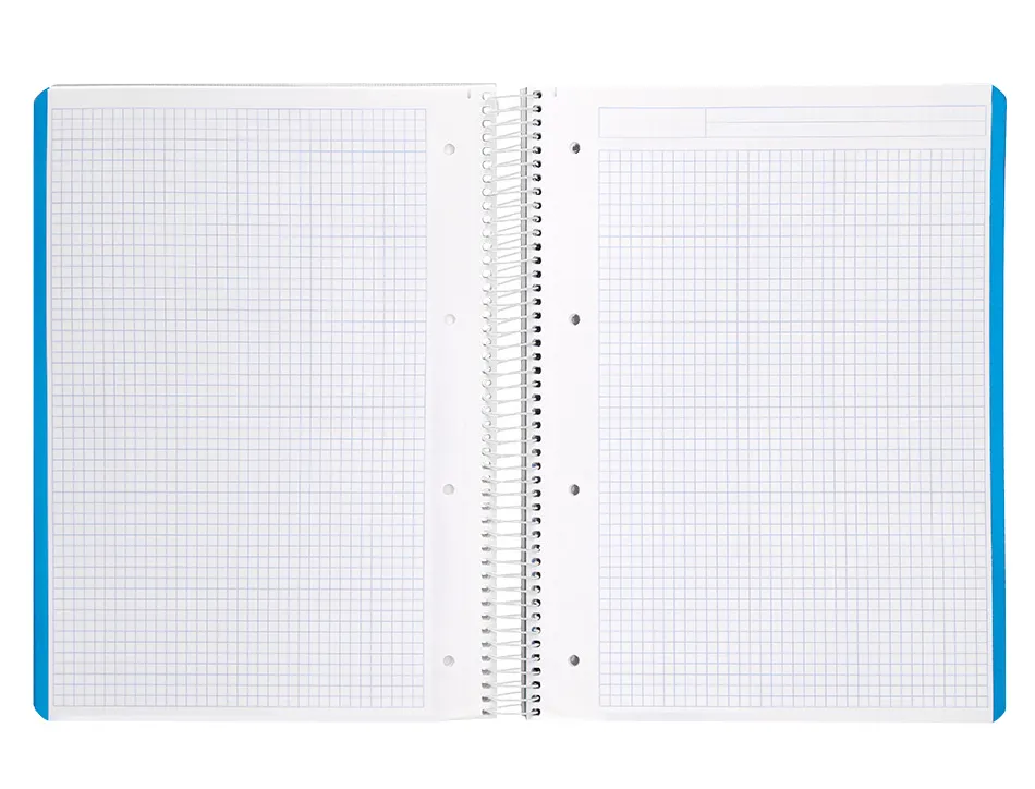 Cahier spirale liderpapel witty a4 couverture rigide 120 feuilles 90g/m2 5x5mm 4 trous perfores coloris