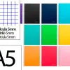 Cahier spirale liderpapel jolly couverture contrecollée a5 280p 75g/m2 5x5mm microperforé 6 trous coloris assortis