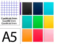 Cahier spirale liderpapel jolly couverture contrecollée a5 280p 75g/m2 5x5mm microperforé 6 trous coloris assortis