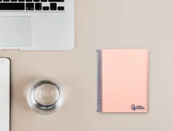 Cahier spirale liderpapel a6 micro wonder 240 pages 90g 5x5mm 4 bandes couleurs rose