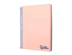 Cahier spirale liderpapel a6 micro wonder 240 pages 90g 5x5mm 4 bandes couleurs rose