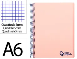 Cahier spirale liderpapel a6 micro wonder 240 pages 90g 5x5mm 4 bandes couleurs rose