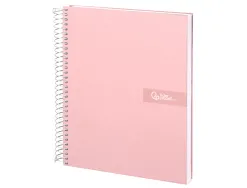 Cahier spirale liderpapel crafty couverture contrecollée a4 240p 90g/m2 5x5mm microperforé 4 trous coloris rose