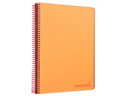 Cahier spirale liderpapel a4 micro wonder 240 pages 90g 5x5mm 4 trous 5 bandes couleurs orange