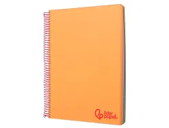 Cahier spirale liderpapel a4 micro wonder 240 pages 90g 5x5mm 4 trous 5 bandes couleurs orange