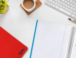 Cahier spirale liderpapel a4 serie smart couverture cartonnee souple 80f 75g/m2 5x5mm double marge 4 trous
