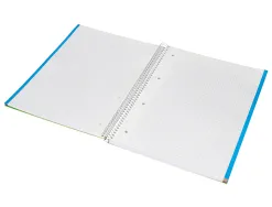 Cahier spirale liderpapel jolly couverture contrecollée a4 280p 75g/m2 5x5mm microperforé 4 trous coloris vert