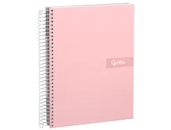 Cahier spirale liderpapel crafty couverture contrecollée a5 240p 90g/m2 5x5mm microperforé 6 trous coloris rose