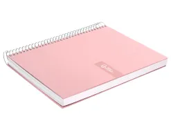 Cahier spirale liderpapel crafty couverture contrecollée a5 240p 90g/m2 5x5mm microperforé 6 trous coloris rose