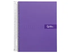 Cahier spirale liderpapel crafty couverture contrecollée a5 240p 90g/m2 5x5mm microperforé 6 trous coloris violet