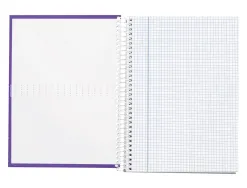 Cahier spirale liderpapel crafty couverture contrecollée a5 240p 90g/m2 5x5mm microperforé 6 trous coloris violet