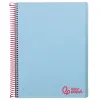 Cahier spirale liderpapel a4 micro wonder 240 pages 90g 5x5mm 4 trous 5 bandes couleurs bleu ciel