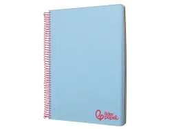 Cahier spirale liderpapel a4 micro wonder 240 pages 90g 5x5mm 4 trous 5 bandes couleurs bleu ciel