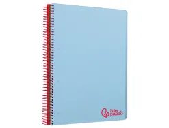 Cahier spirale liderpapel a4 micro wonder 240 pages 90g 5x5mm 4 trous 5 bandes couleurs bleu ciel